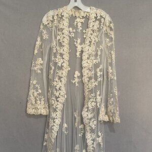 Custom Bridal Lace Train Cover Duster | Sheer Ivory Wedding Overlay Robe